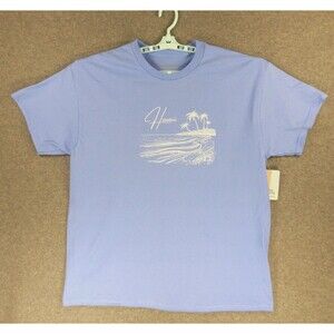 Hawaii Beach Palm Trees Mens TShirt XL Blue Tropical Big Island Kona Marlin